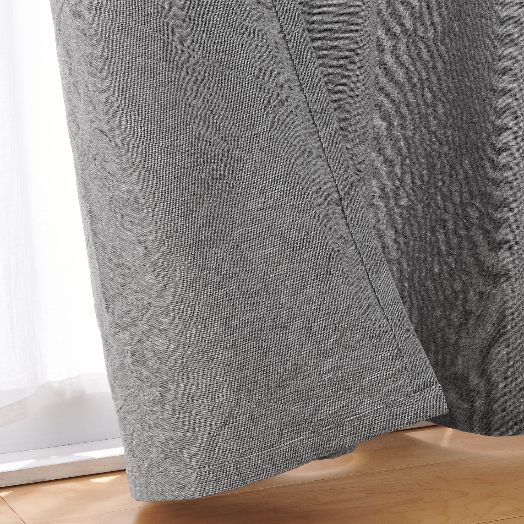 綿洗いざらし平織ノンプリーツカーテン・２枚組