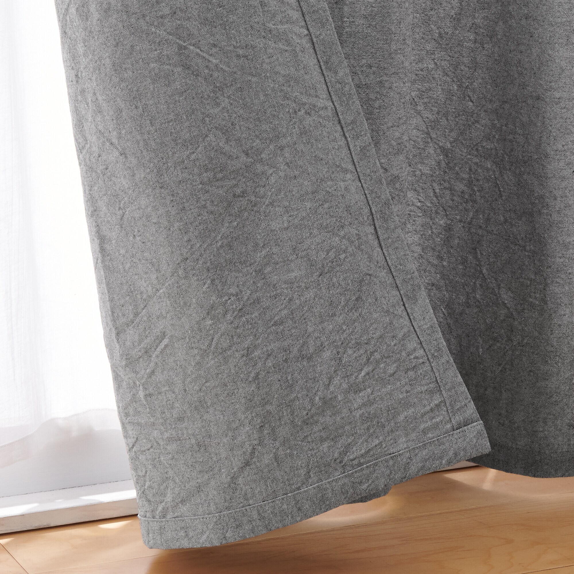 綿洗いざらし平織ノンプリーツカーテン・２枚組