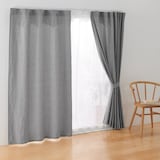 綿洗いざらし平織ノンプリーツカーテン・２枚組