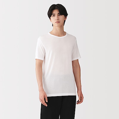 紳士　脇に縫い目のない　なめらか　クルーネック半袖Ｔシャツ