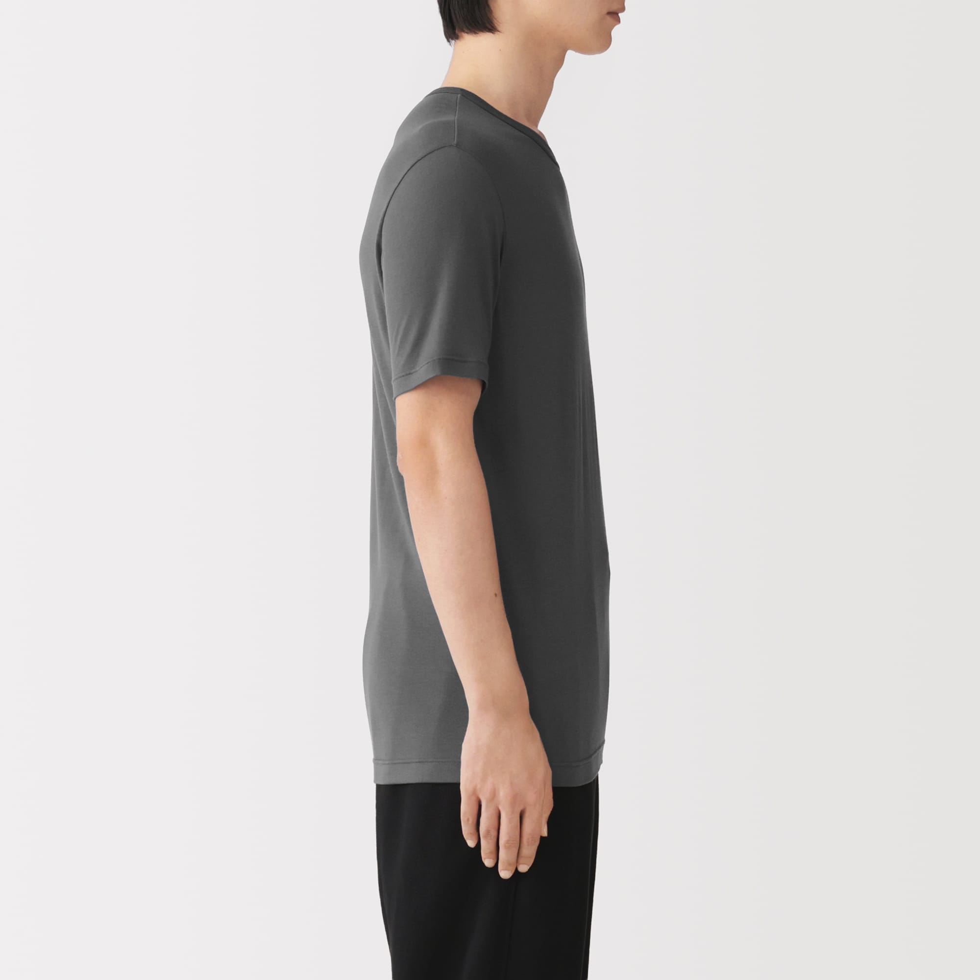 紳士　脇に縫い目のない　なめらか　クルーネック半袖Ｔシャツ