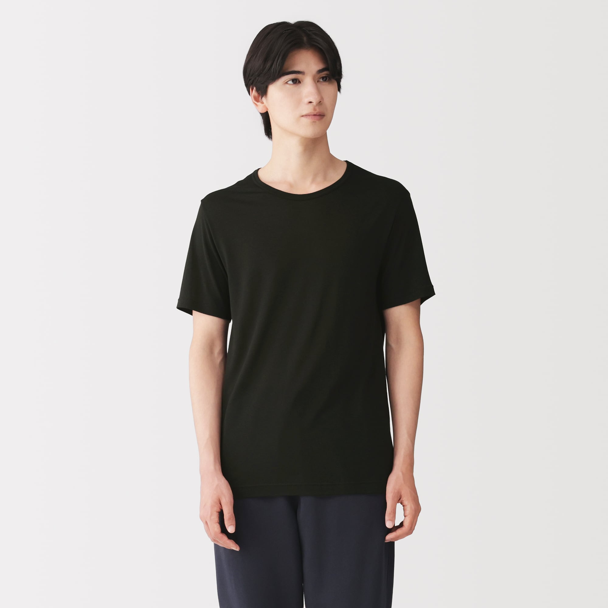 紳士　脇に縫い目のない　なめらか　クルーネック半袖Ｔシャツ