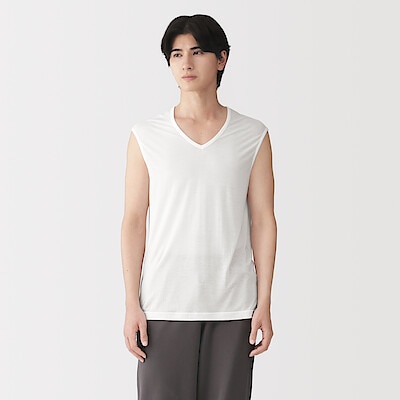 紳士　脇に縫い目のない　なめらか　ノースリーブＴシャツ