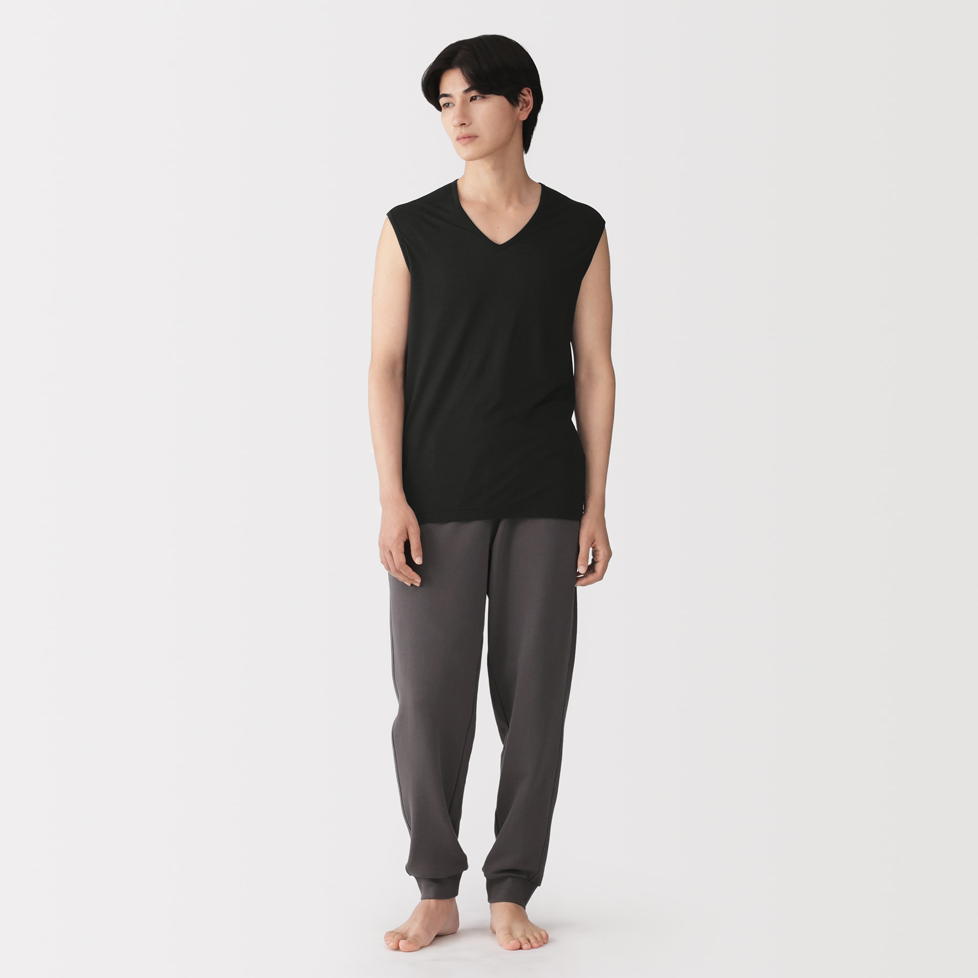 紳士 脇に縫い目のない なめらか ノースリーブTシャツ | 無印良品