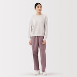 婦人　洗いざらし　コットンイージーテーパードパンツ