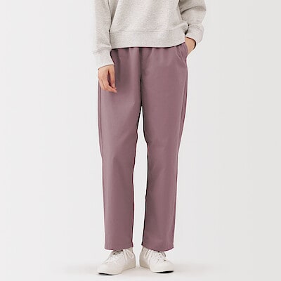 婦人　洗いざらし　コットンイージーテーパードパンツ