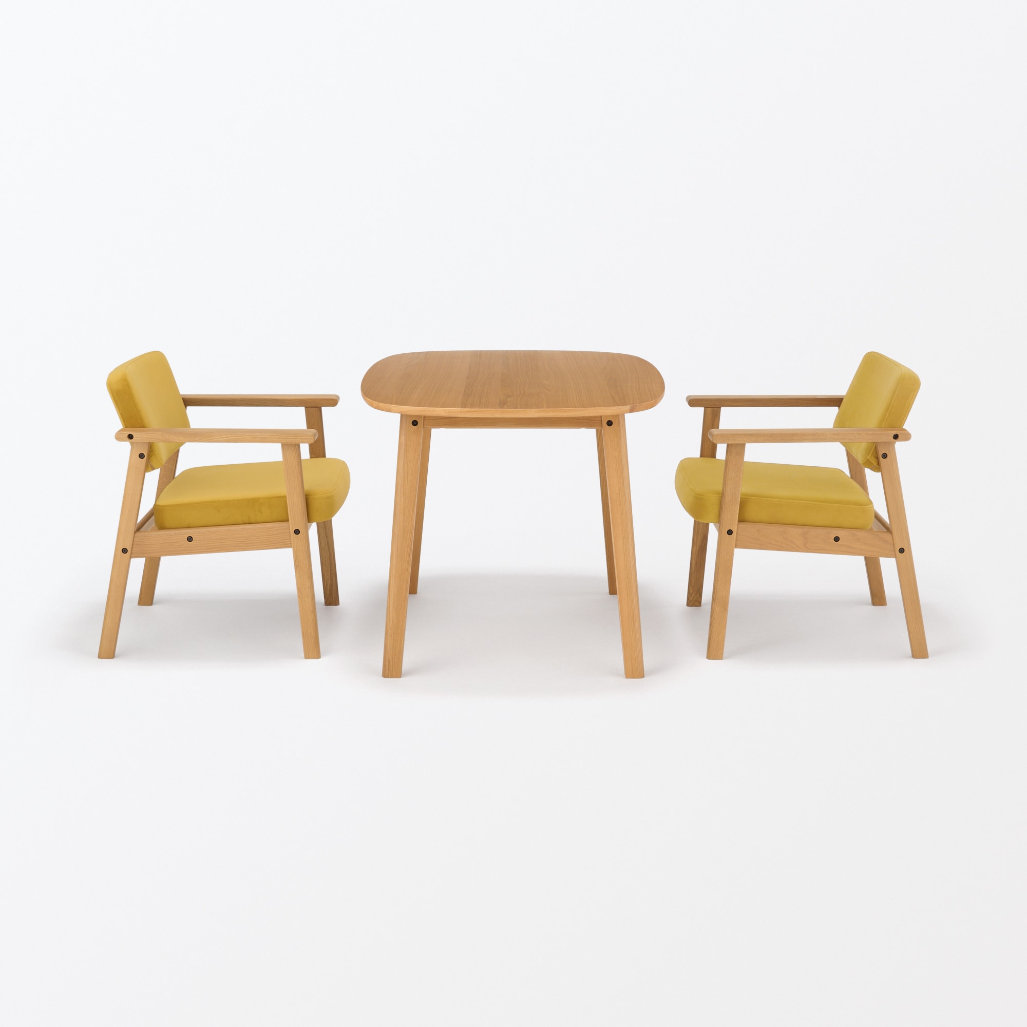 木製アームチェア　マスタード