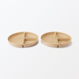 レンジで使える　ヤシの端材を使った　仕切り付きプレート