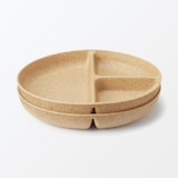 レンジで使える　ヤシの端材を使った　仕切り付きプレート