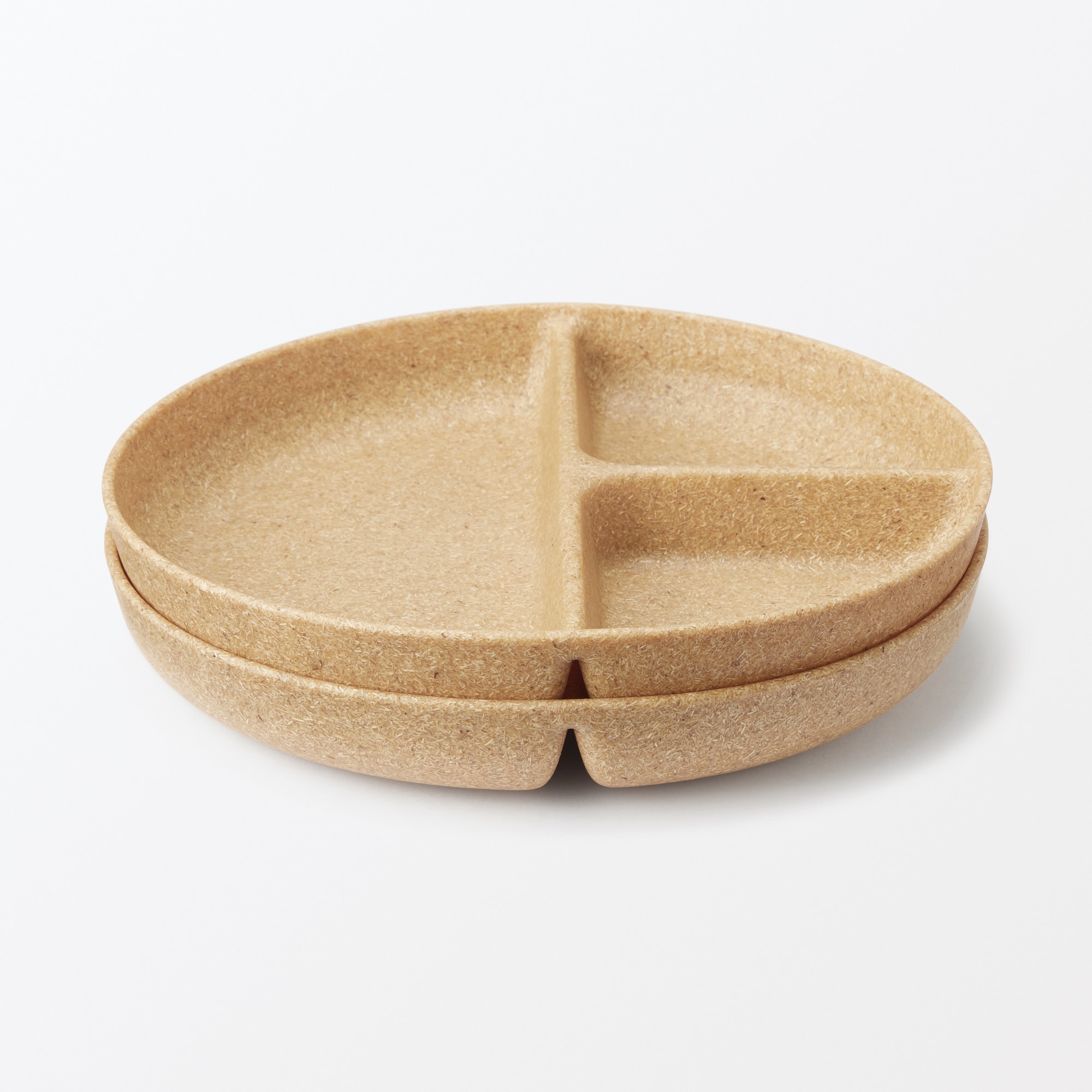 レンジで使える　ヤシの端材を使った　仕切り付きプレート