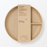 レンジで使える　ヤシの端材を使った　仕切り付きプレート