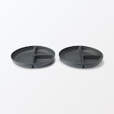 レンジで使える　ヤシの端材を使った　仕切り付きプレート