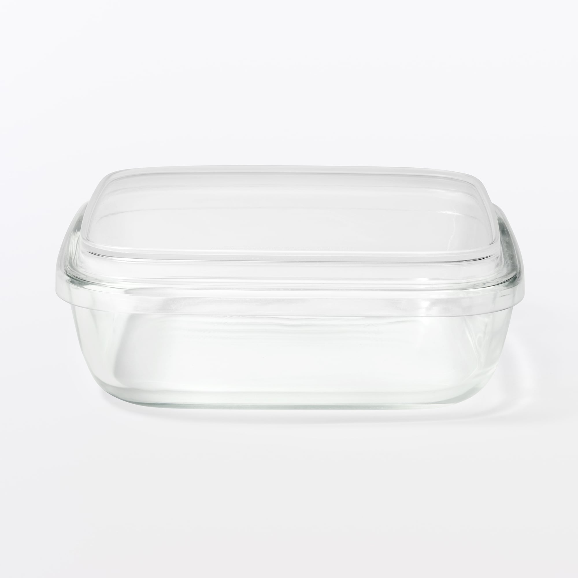 蓋をしたままレンジで使える　耐熱ガラス容器　正方形／小