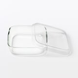 蓋をしたままレンジで使える　耐熱ガラス容器　正方形／小