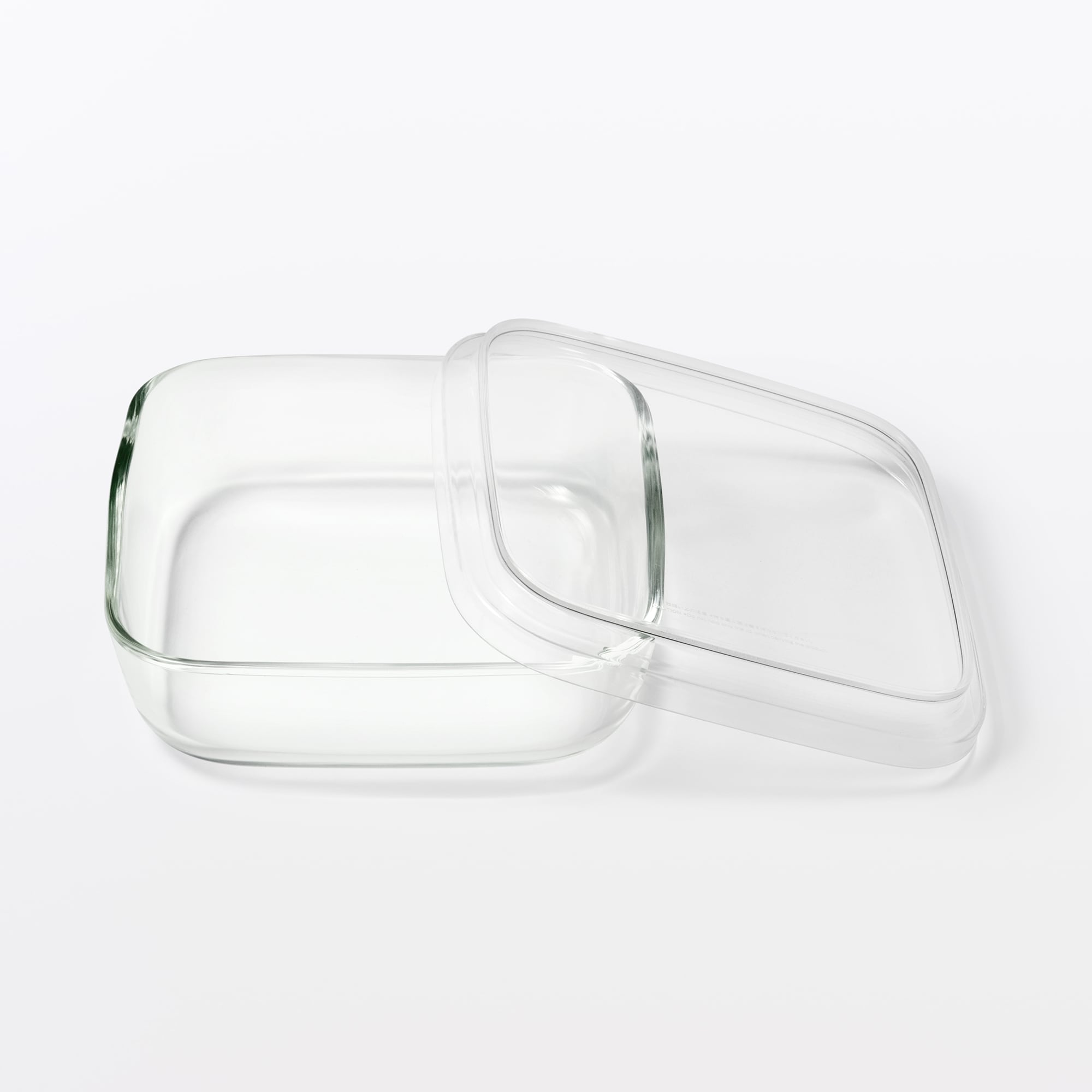 蓋をしたままレンジで使える　耐熱ガラス容器　正方形／小