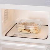 蓋をしたままレンジで使える　耐熱ガラス容器　正方形／小