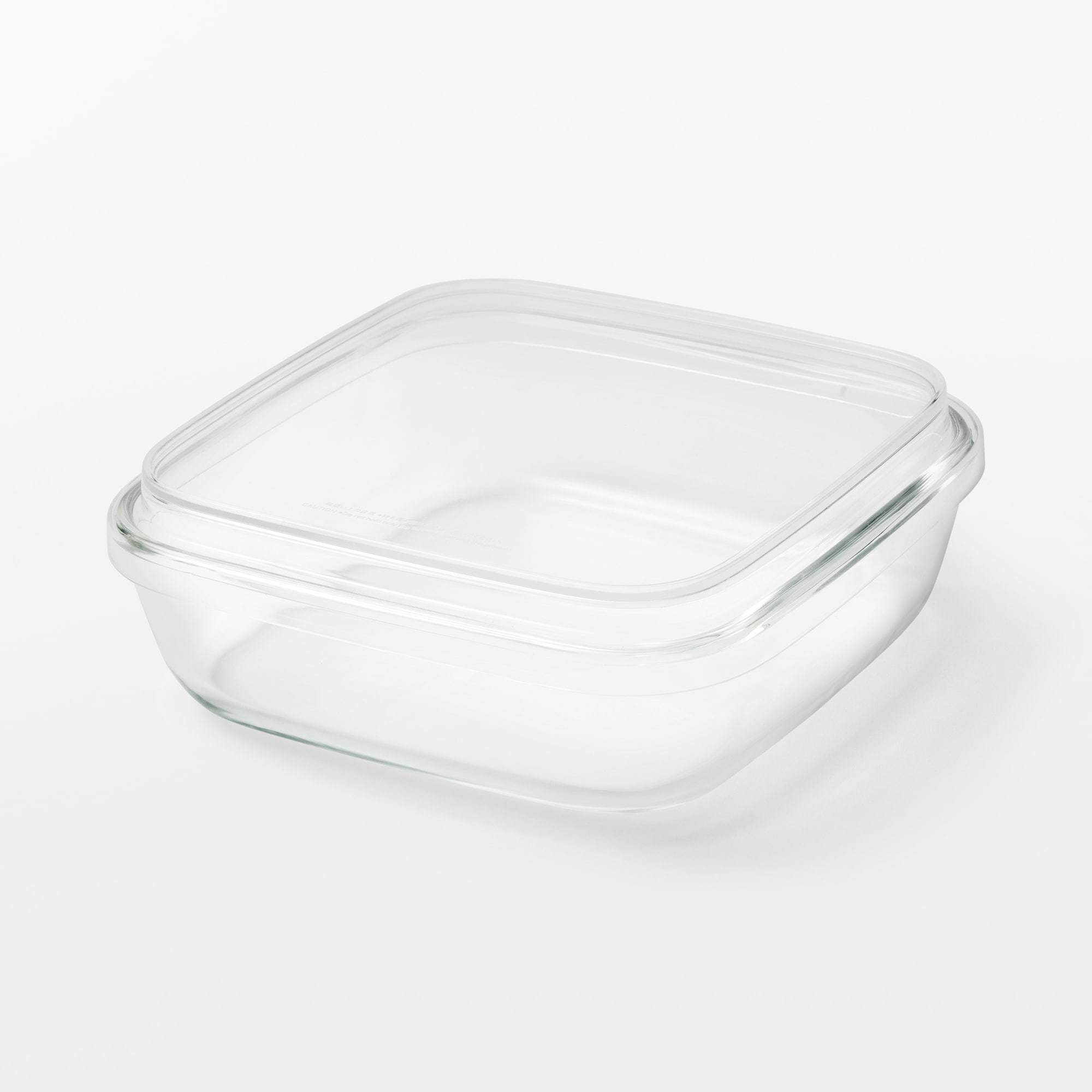 蓋をしたままレンジで使える　耐熱ガラス容器　正方形／小