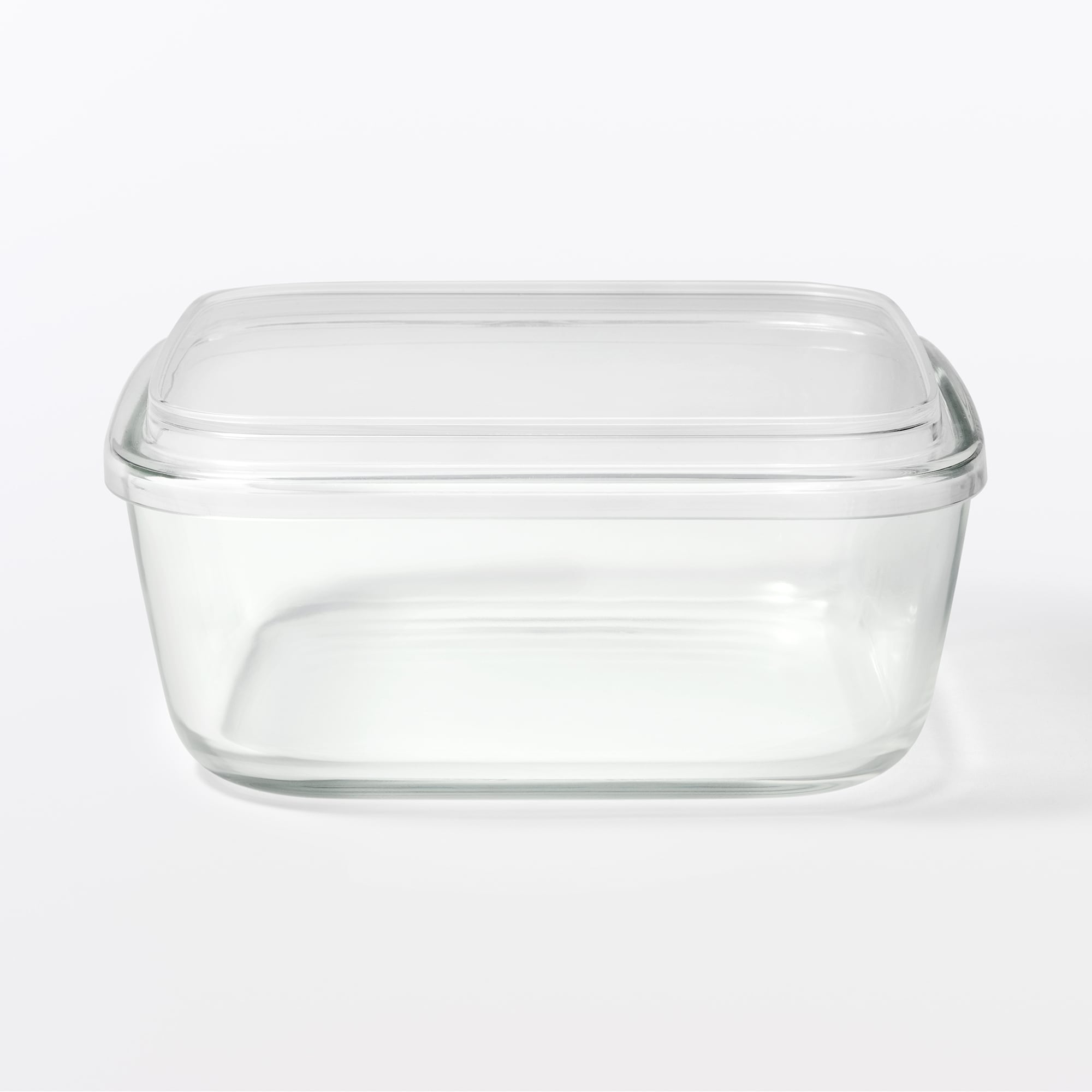 蓋をしたままレンジで使える　耐熱ガラス容器　正方形／大