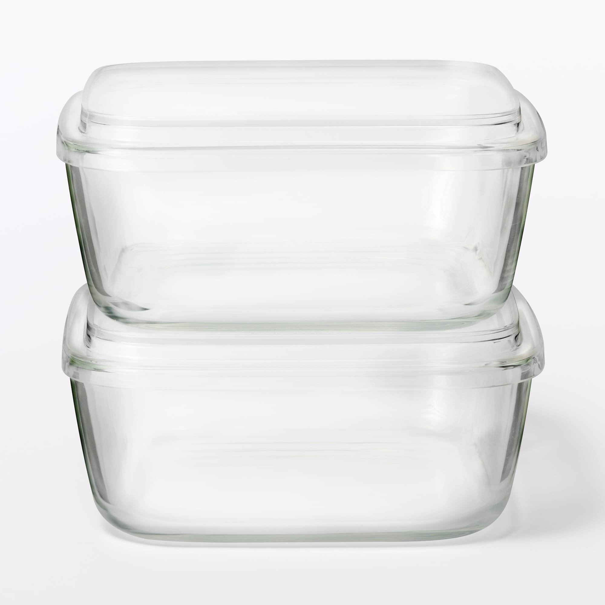 蓋をしたままレンジで使える　耐熱ガラス容器　正方形／大