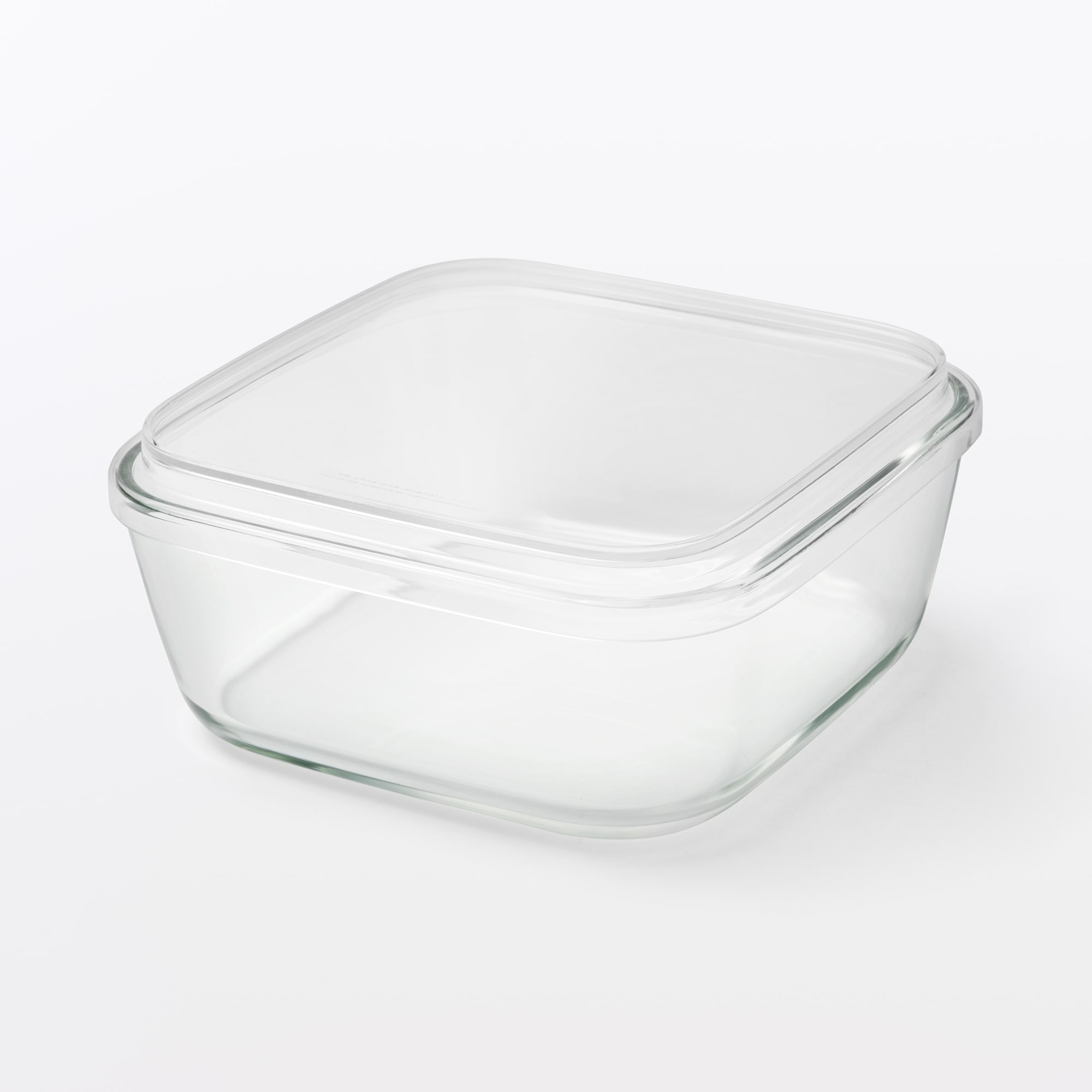 蓋をしたままレンジで使える　耐熱ガラス容器　正方形／大