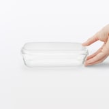 蓋をしたままレンジで使える　耐熱ガラス容器　長方形／小