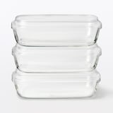 蓋をしたままレンジで使える　耐熱ガラス容器　長方形／小