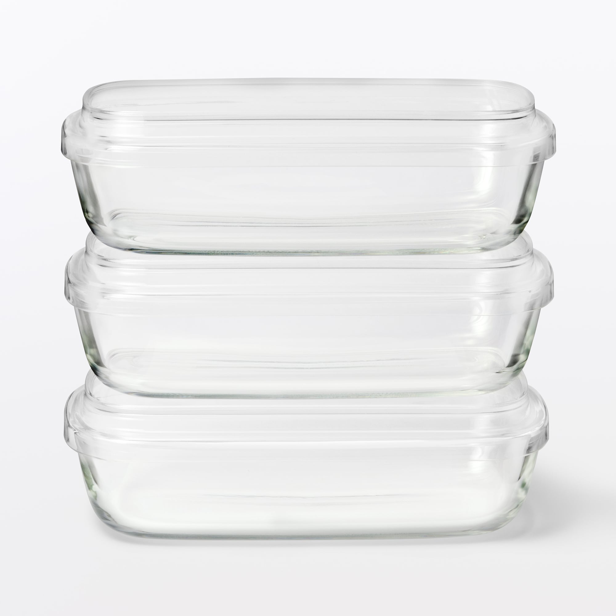 蓋をしたままレンジで使える　耐熱ガラス容器　長方形／小