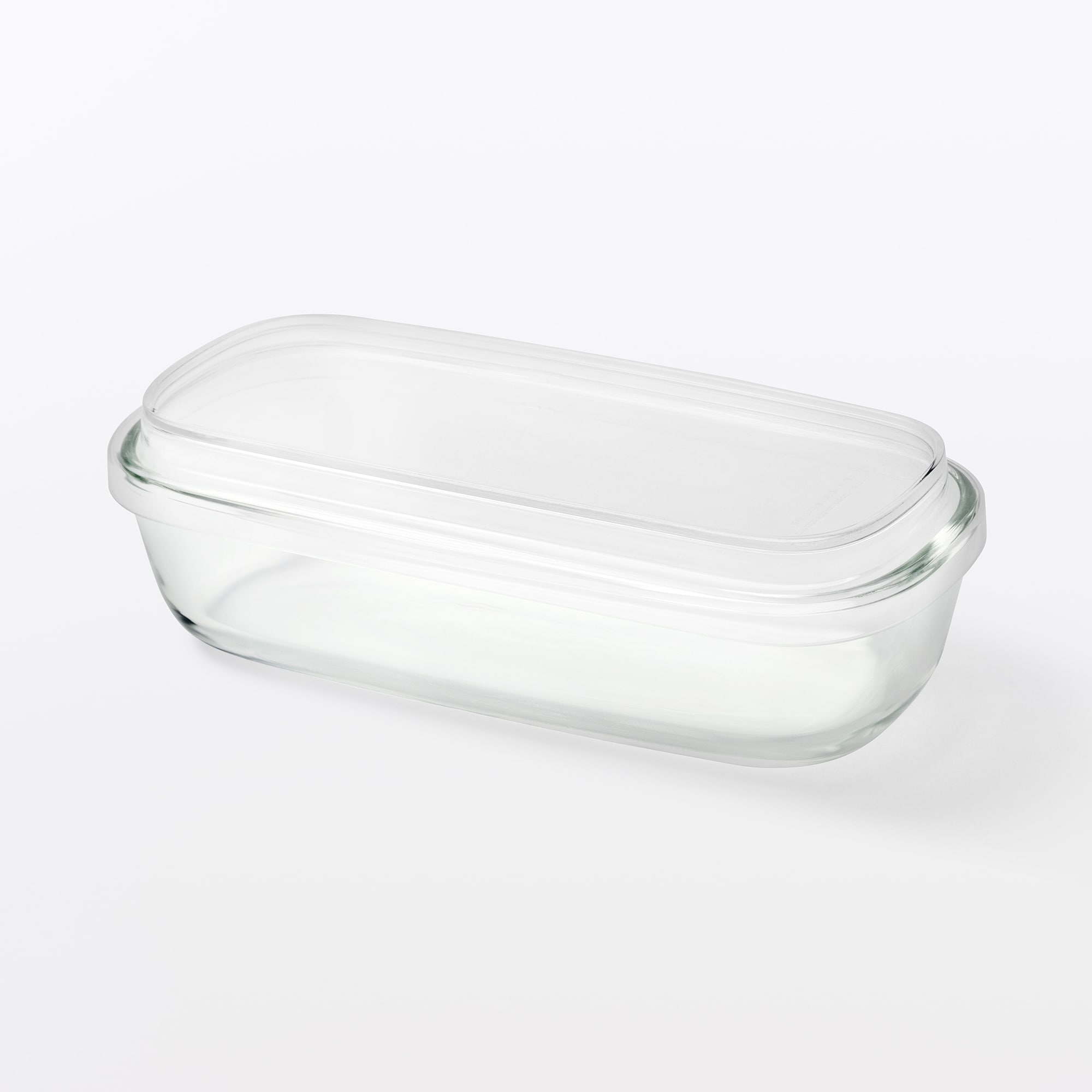 蓋をしたままレンジで使える　耐熱ガラス容器　長方形／小