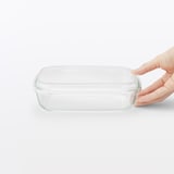 蓋をしたままレンジで使える　耐熱ガラス容器　長方形／大