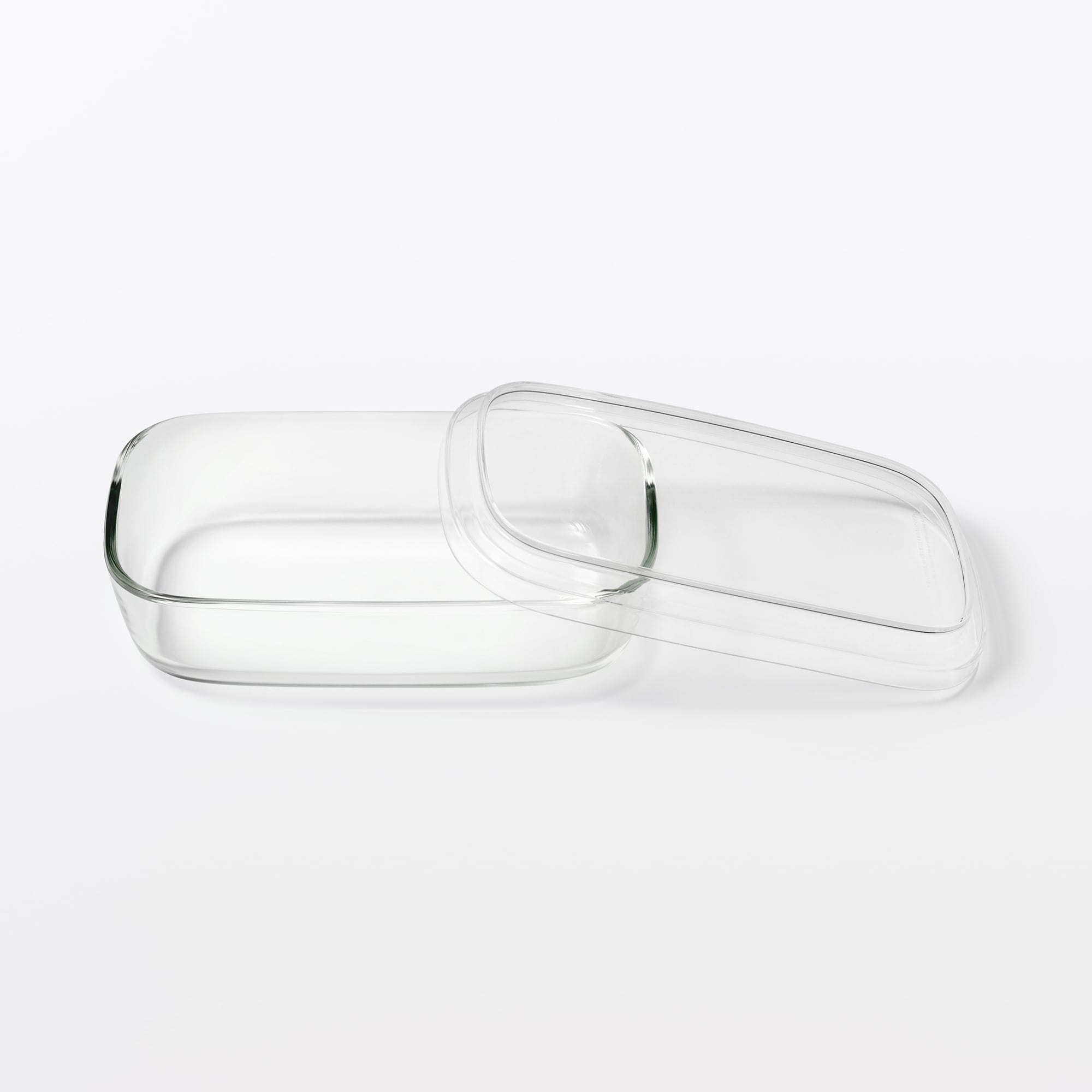 蓋をしたままレンジで使える　耐熱ガラス容器　長方形／大