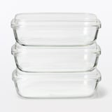 蓋をしたままレンジで使える　耐熱ガラス容器　長方形／大
