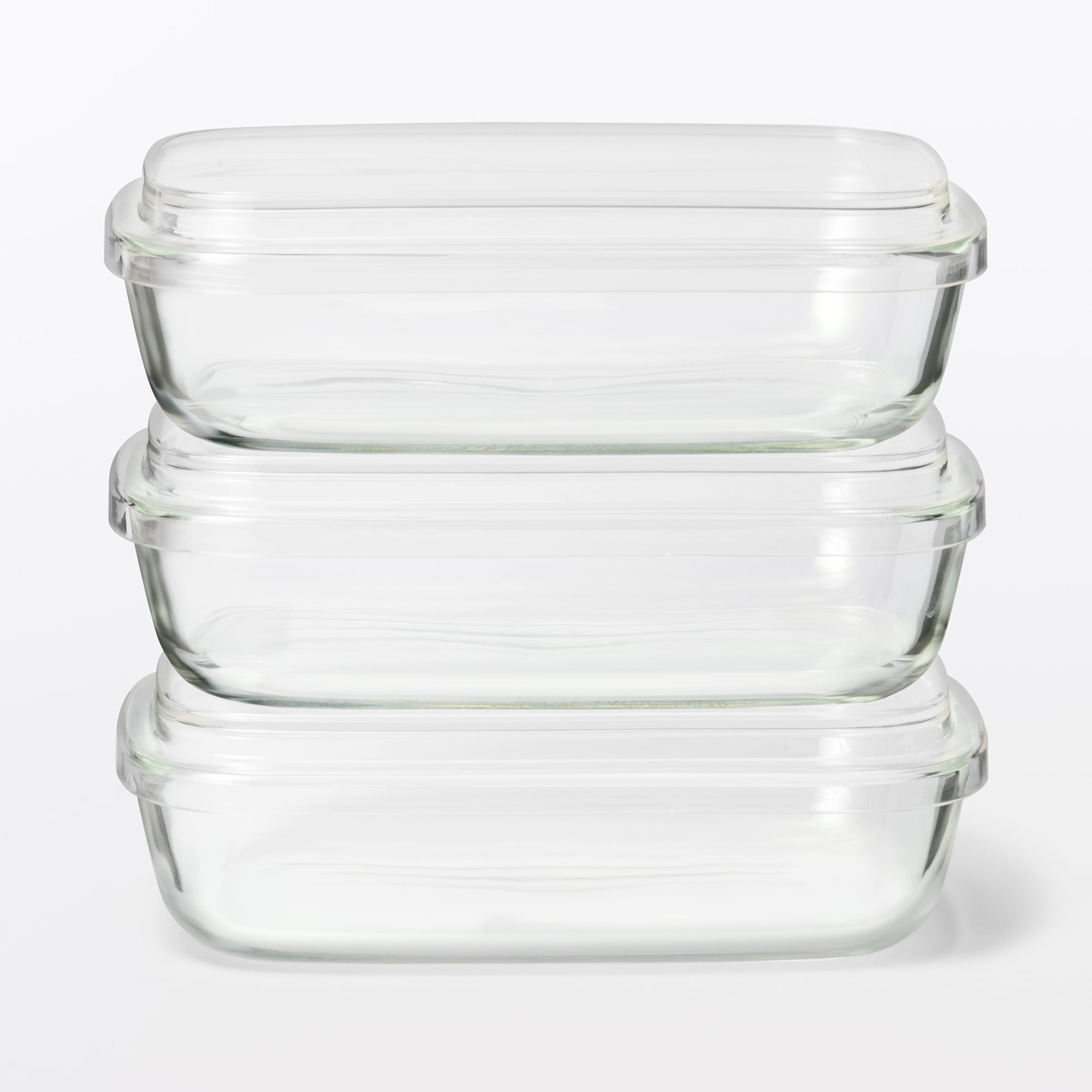 蓋をしたままレンジで使える　耐熱ガラス容器　長方形／大