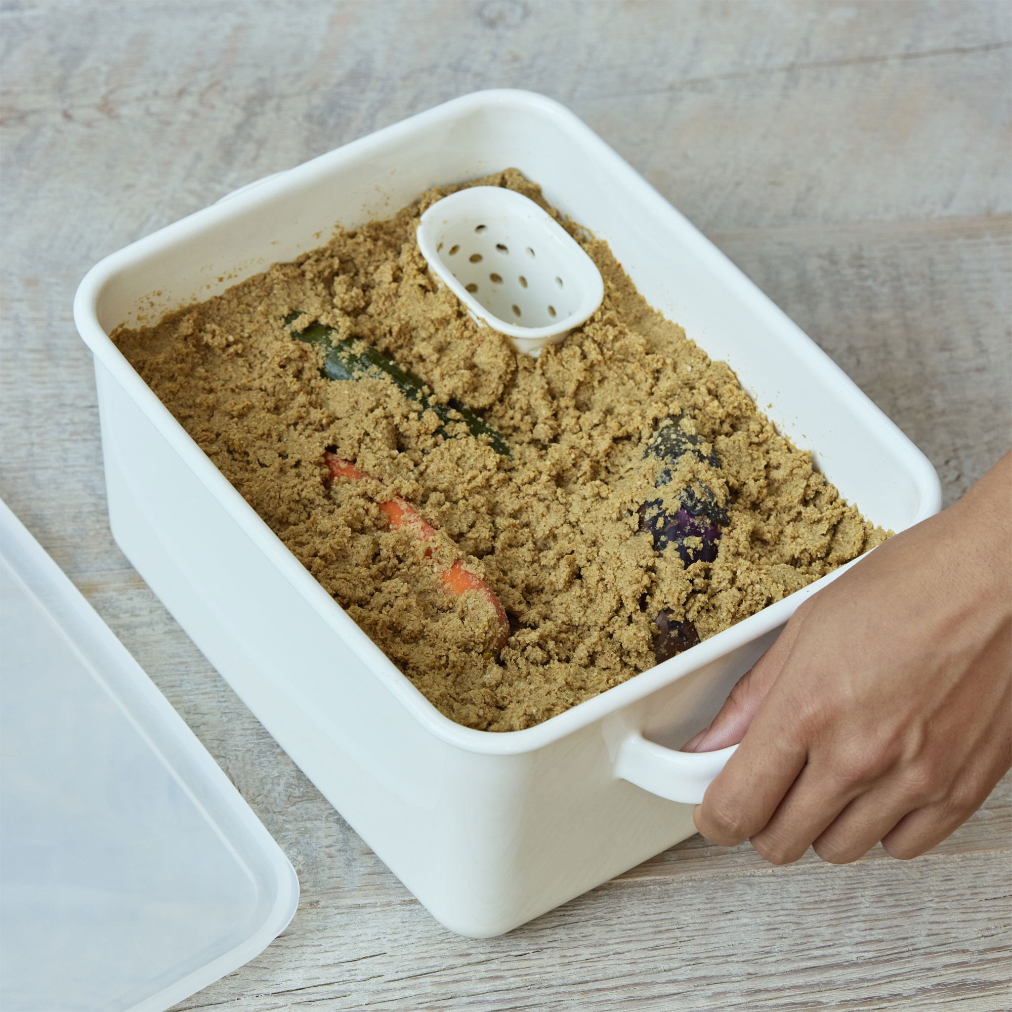 蓋が選べる ホーロー保存容器 特深型／持ち手付き | 無印良品