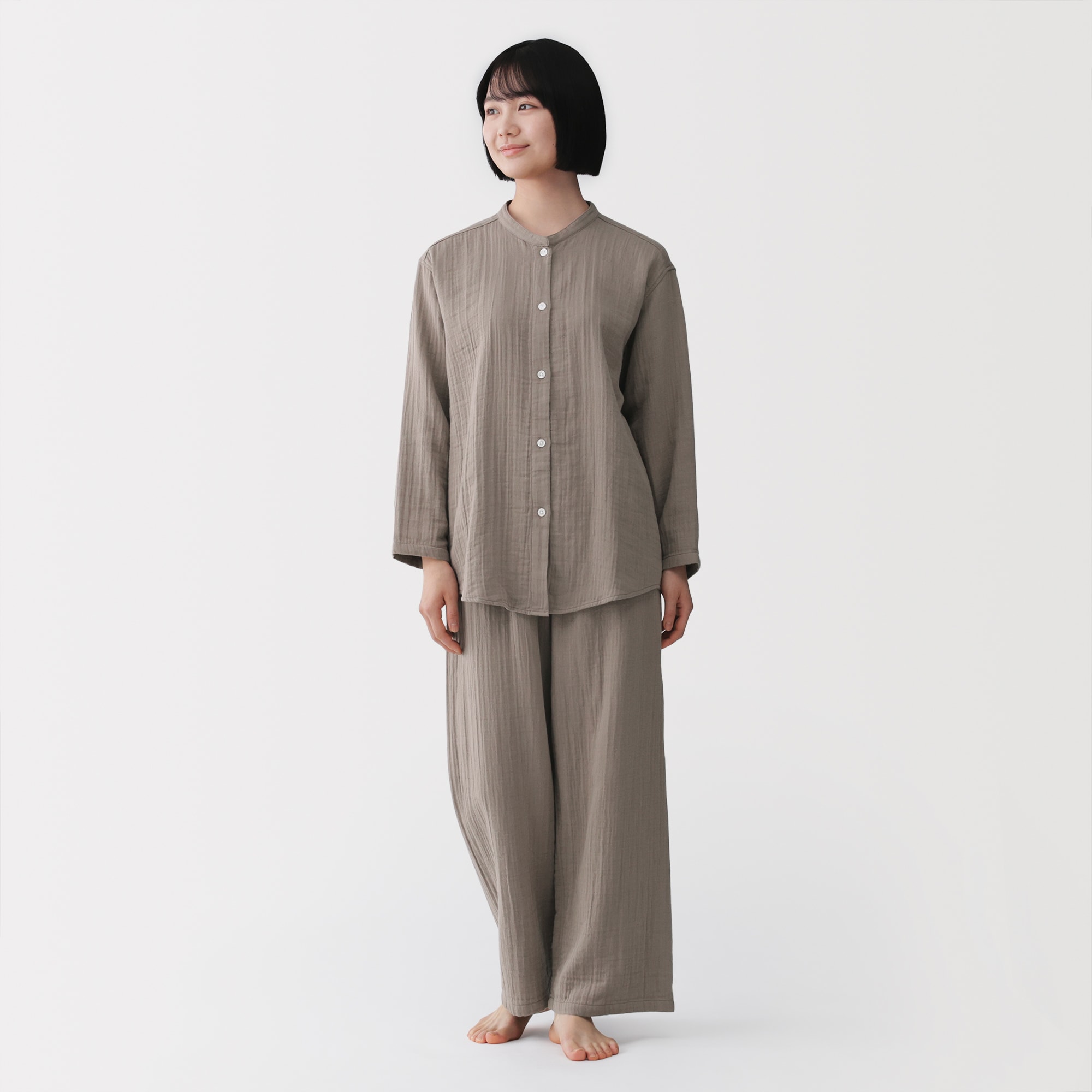 婦人 脇に縫い目のない チーズクロスガーゼ長袖パジャマ | 無印良品
