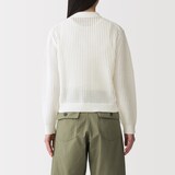 婦人　洗えるメッシュポロカーディガン