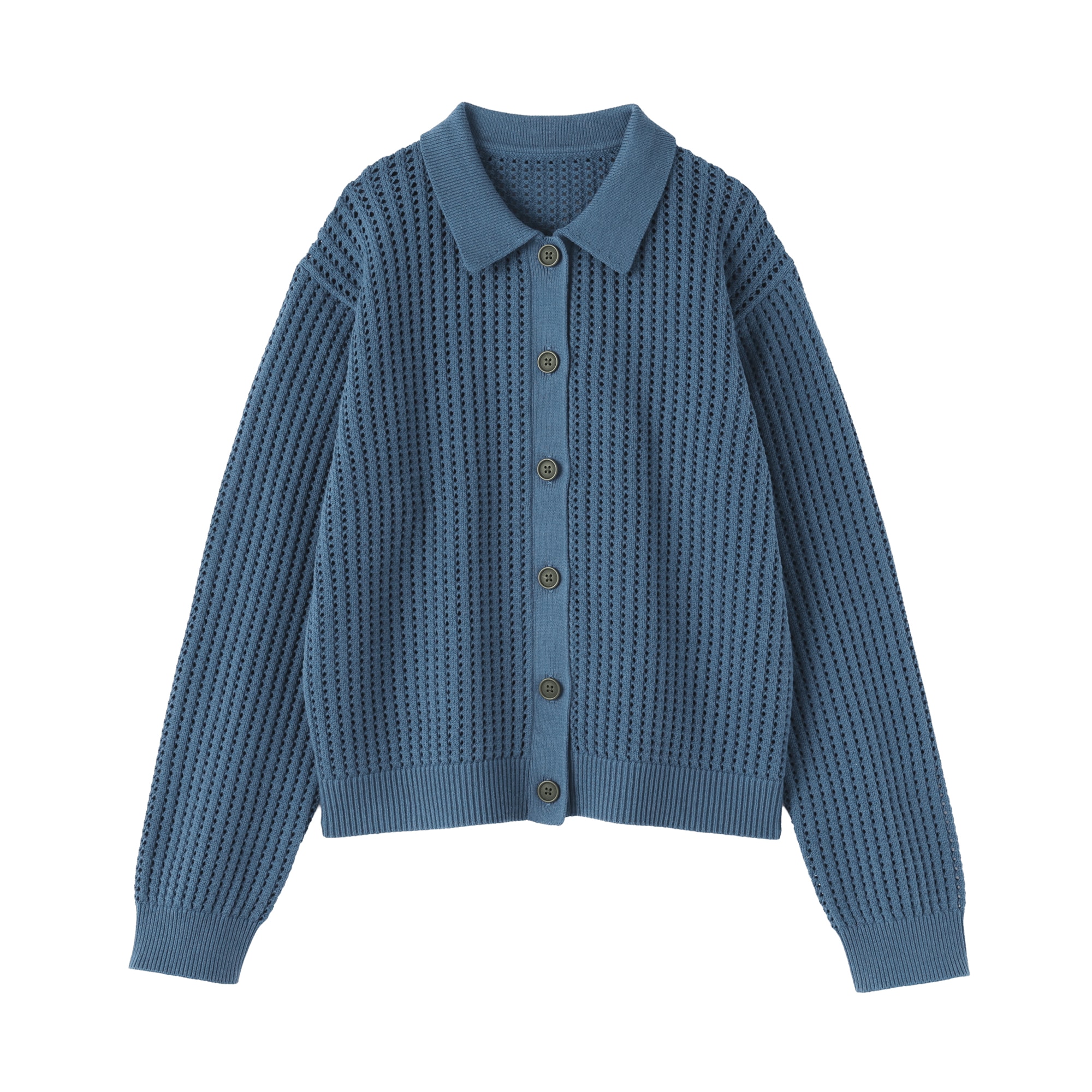 婦人　洗えるメッシュポロカーディガン