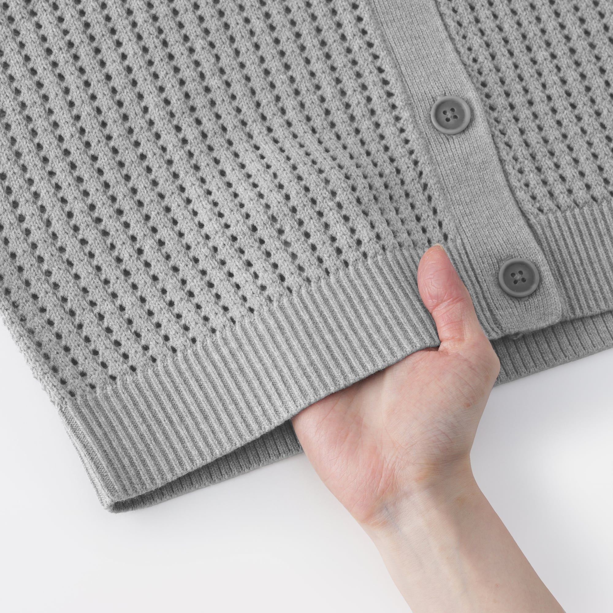 婦人　洗えるメッシュポロカーディガン