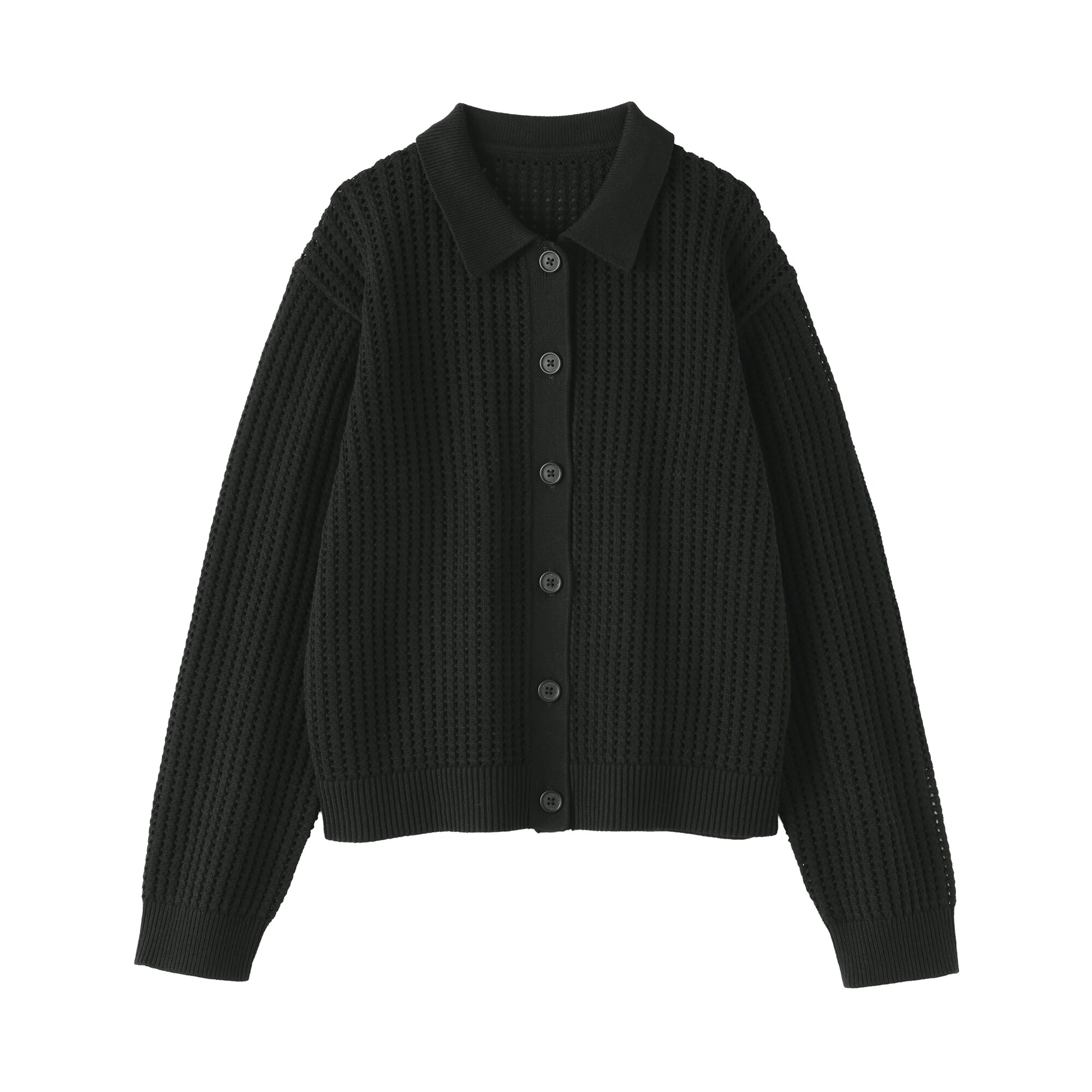 婦人　洗えるメッシュポロカーディガン