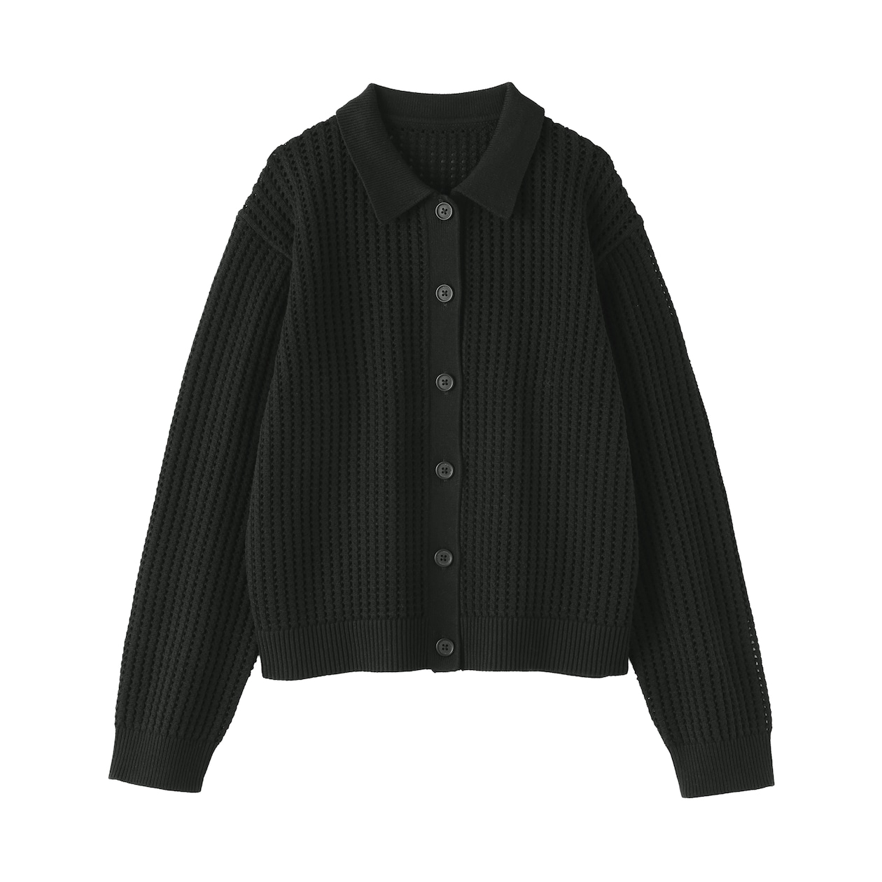 婦人　洗えるメッシュポロカーディガン