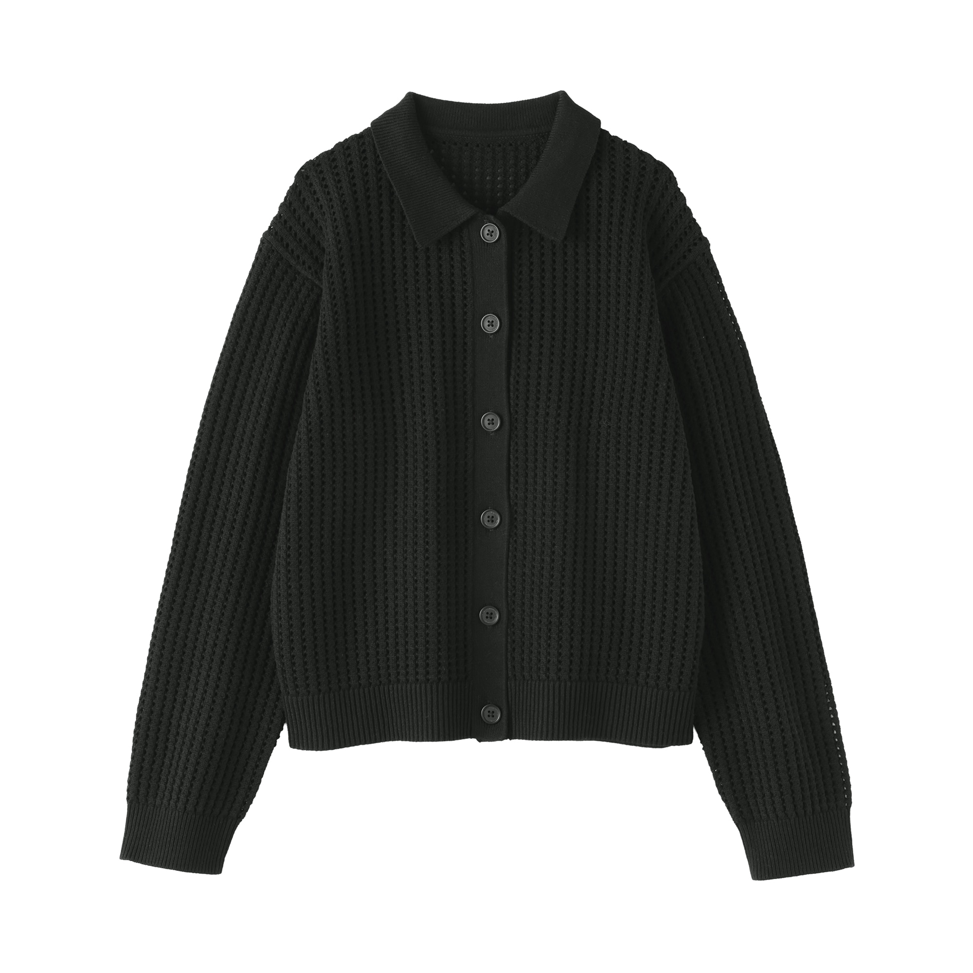 婦人　洗えるメッシュポロカーディガン