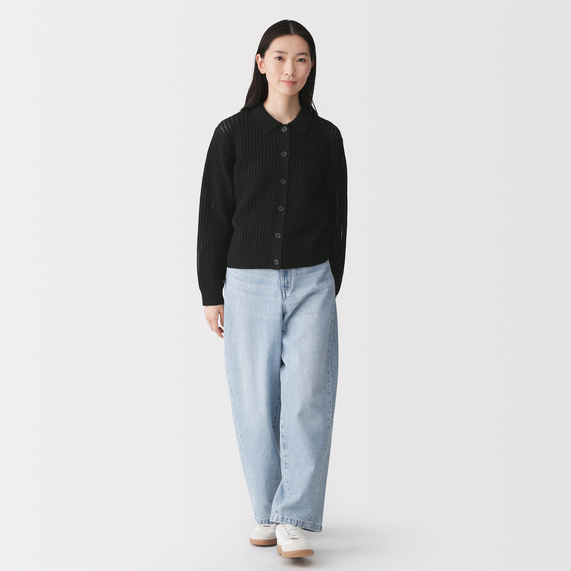 婦人 洗えるメッシュポロカーディガン | 無印良品