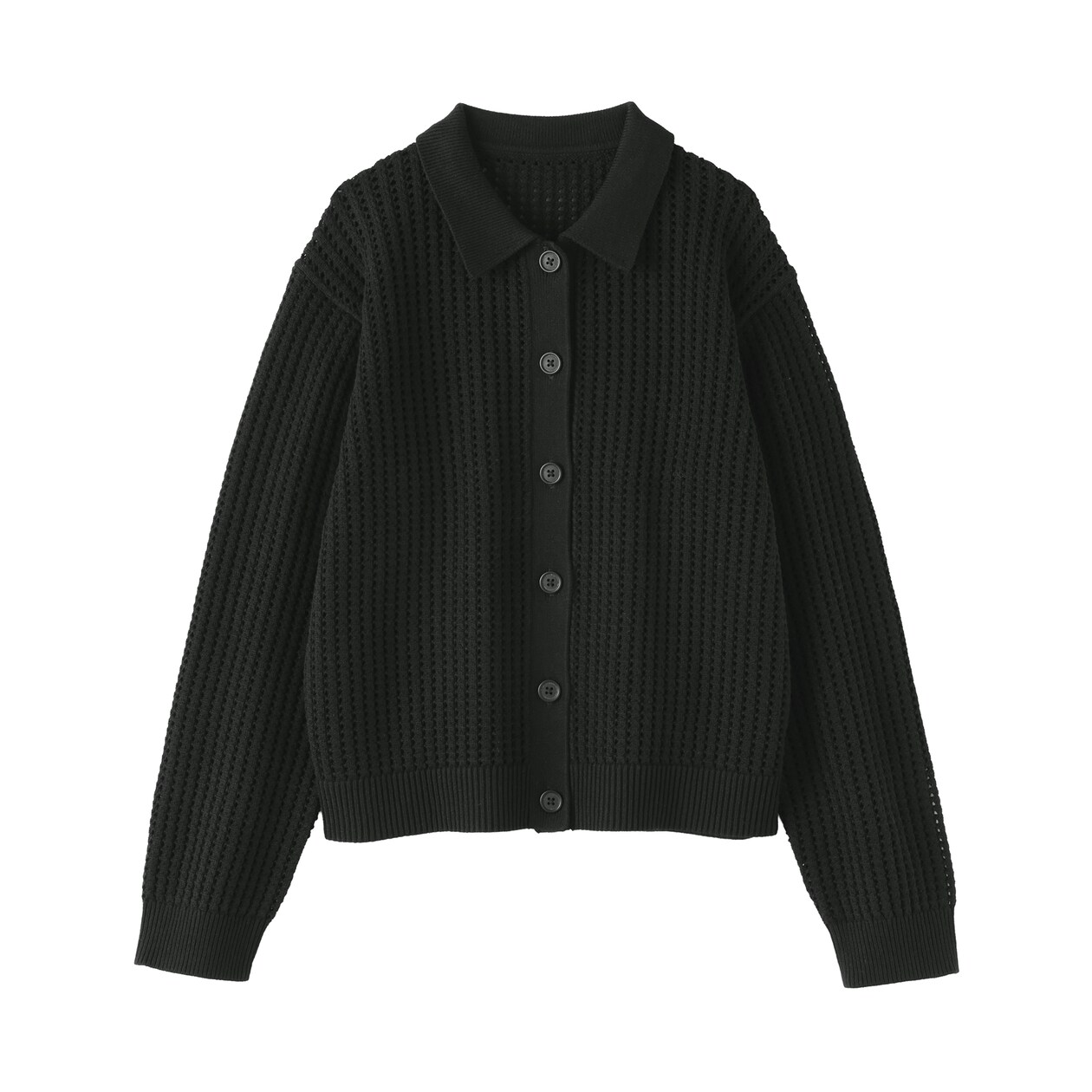 婦人　洗えるメッシュポロカーディガン