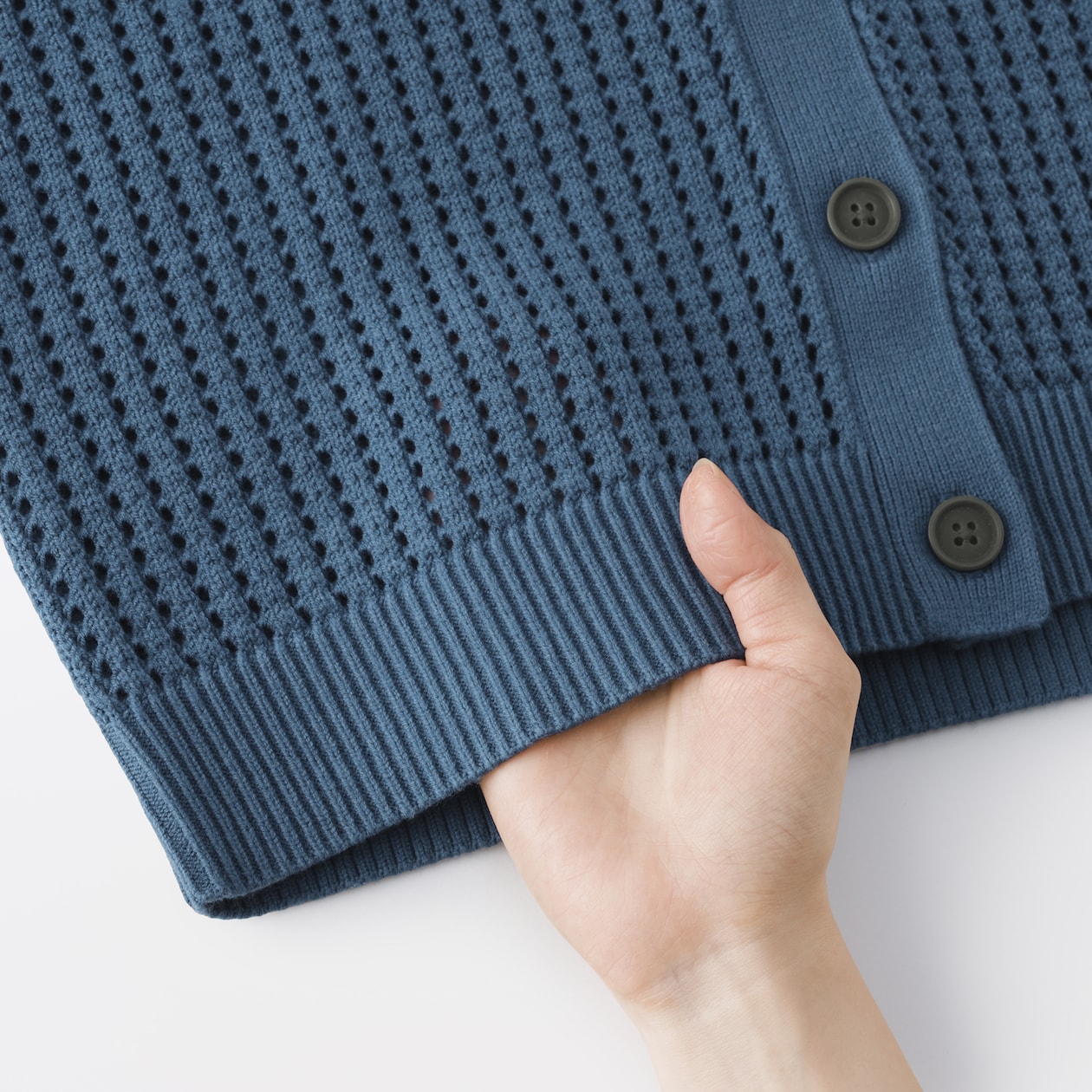 婦人　洗えるメッシュポロカーディガン