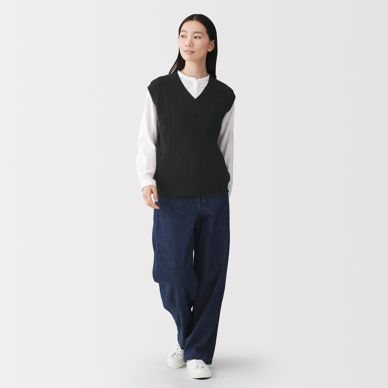 婦人　洗えるケーブル柄ベスト
