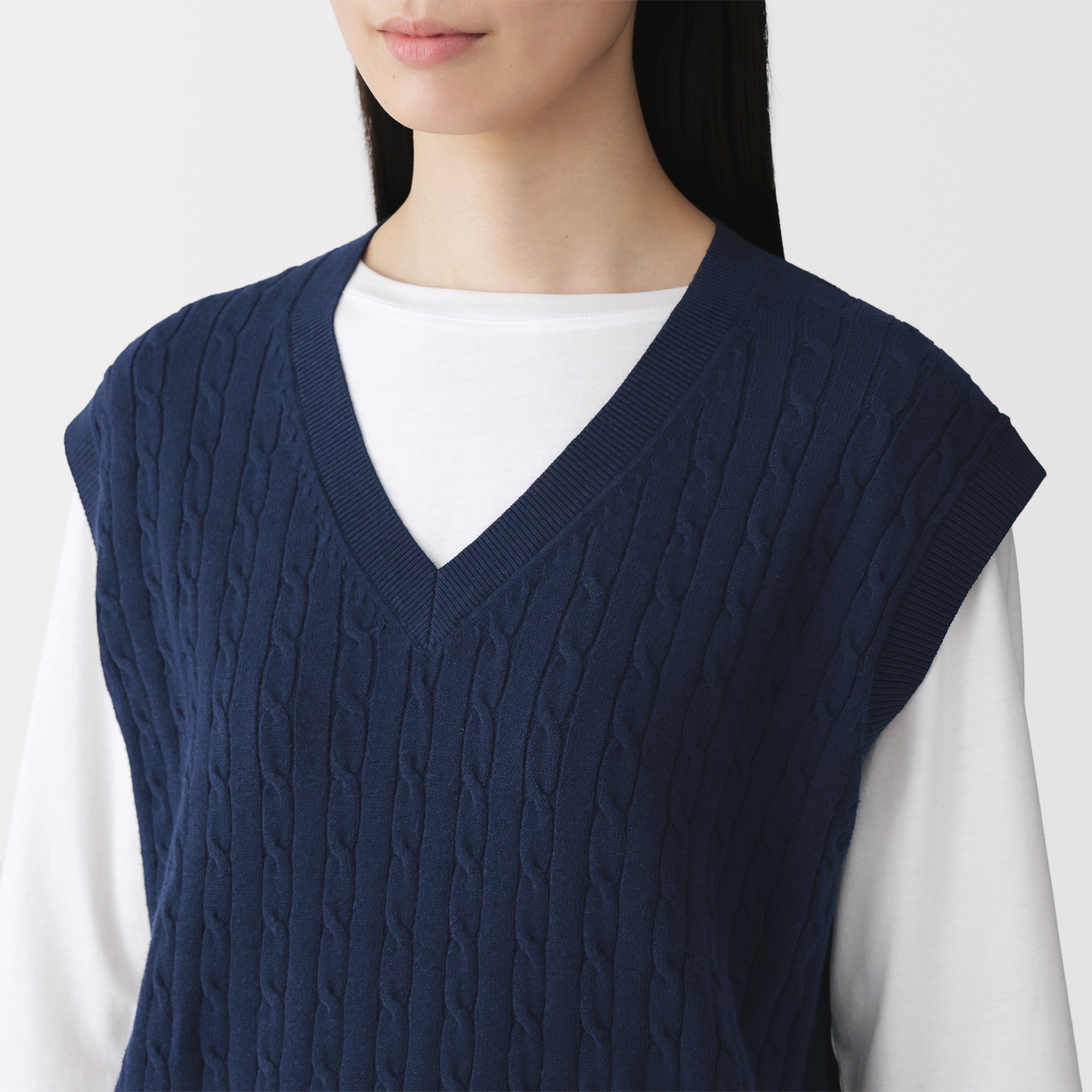 婦人 洗えるケーブル柄ベスト | 無印良品