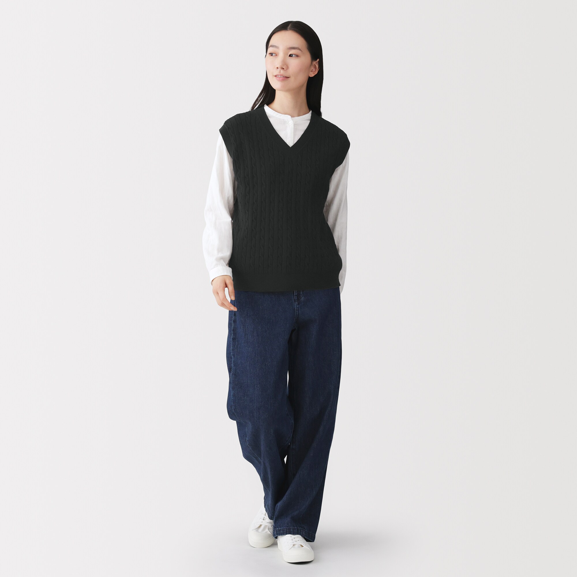婦人　洗えるケーブル柄ベスト