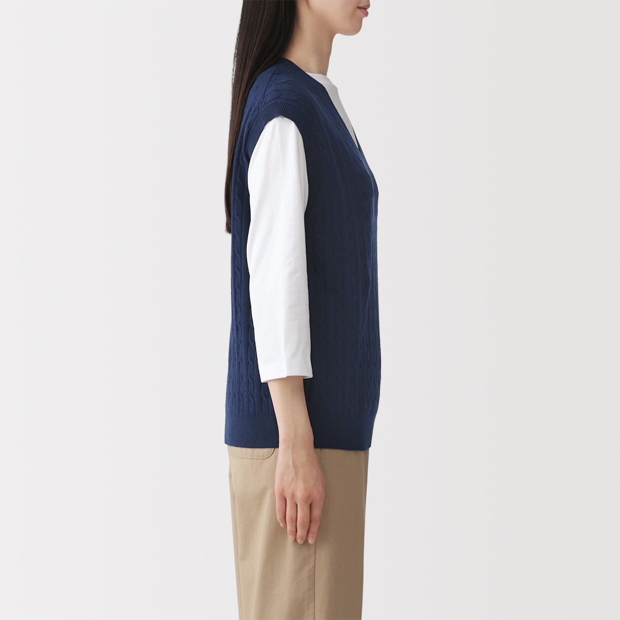 婦人　洗えるケーブル柄ベスト