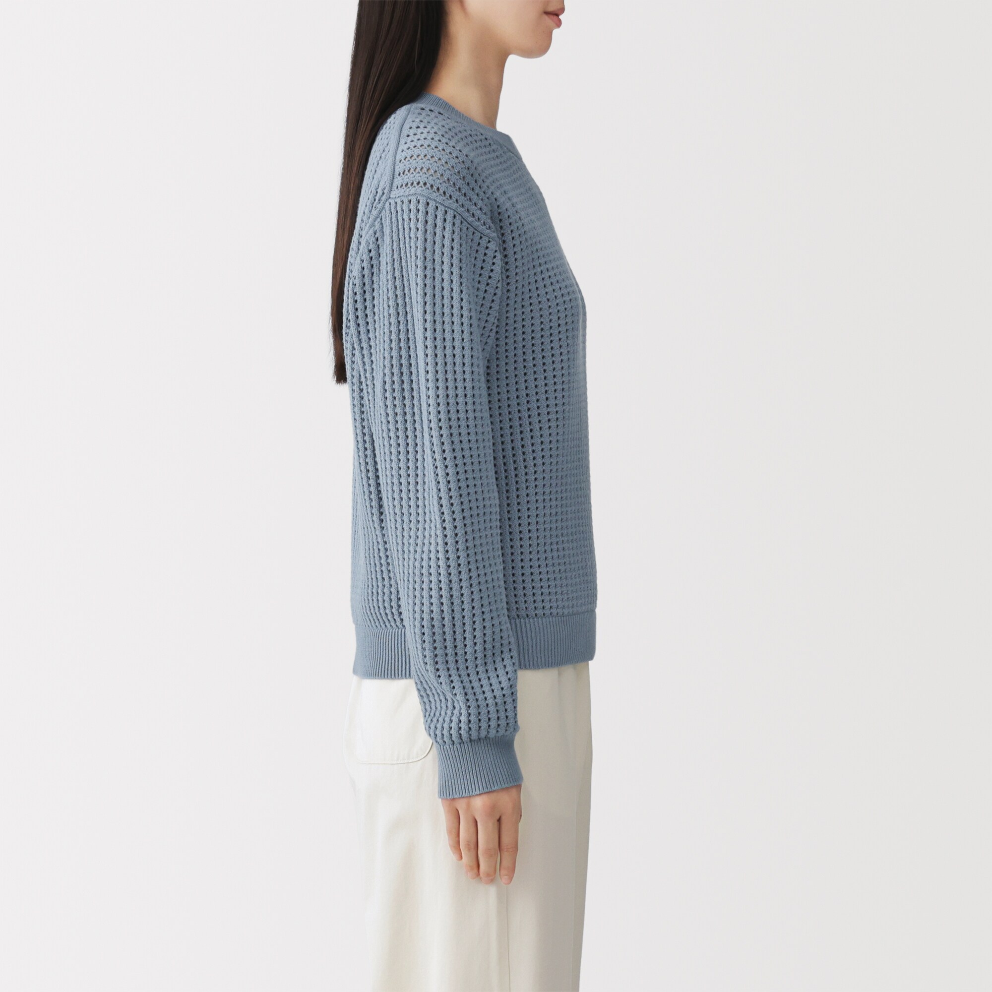 婦人 洗えるメッシュクルーネックセーター | 無印良品