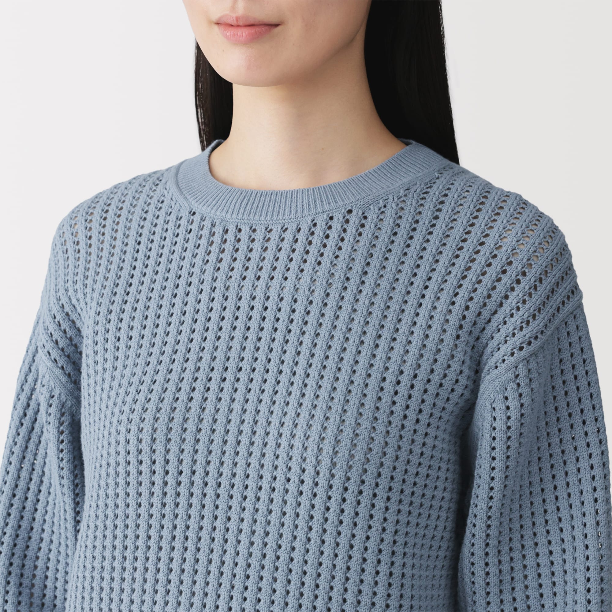 【ホワイト（10）】【NOIR】12ゲージメッシュクルーネックセーター スポンディッシュ メッシュ クルーネック ニットTEE