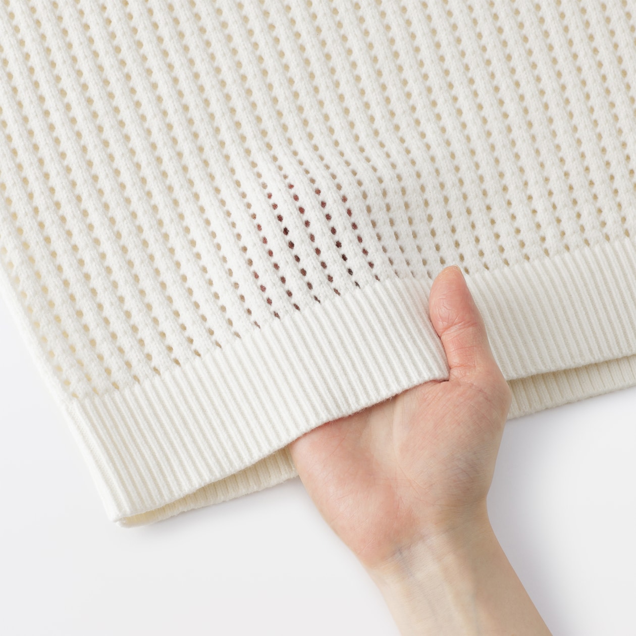 婦人　洗えるメッシュクルーネックセーター